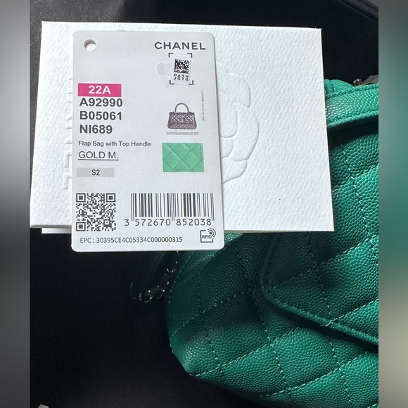 Authentic CHANEL Caviar Quilted Coco Chain Handle Flap emerald Green full set - Picture 5 of 16